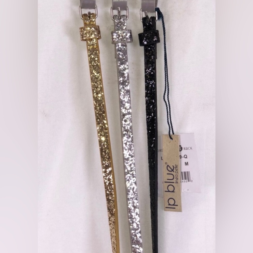 NWT Linea Pelle Skinny Belt Set of 3 in Size L